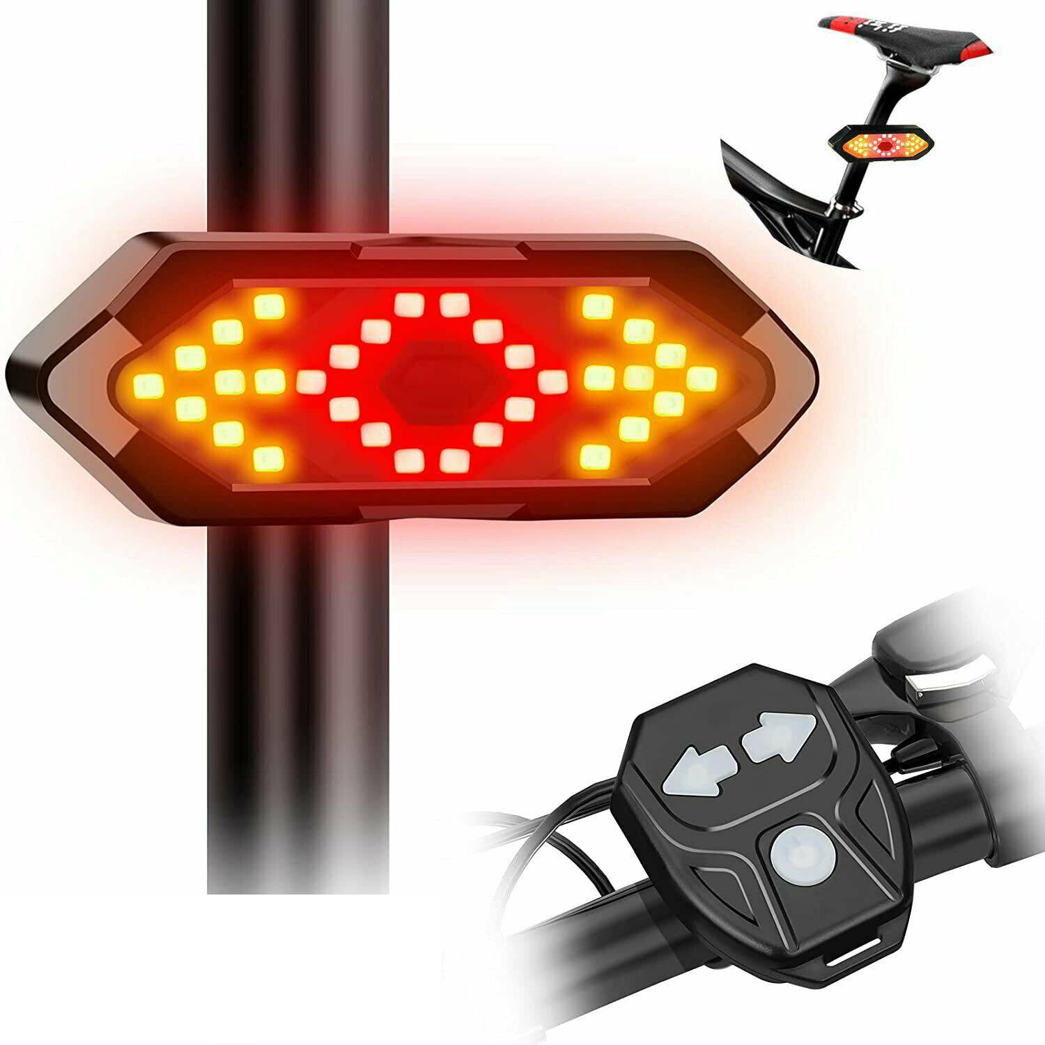 Kabellos LED Fahrrad Rücklicht Bremslicht Blinker Remote Fernbedienung Warnung