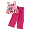 thumbnail image 2 of WAVSUF Kids Girls Outfits Ruffle Hem Tank Tops and Wide Leg Pants Casual Summer Comfort Soft Sets 2 Piece Hot Pink Size 7-8, 2 of 10