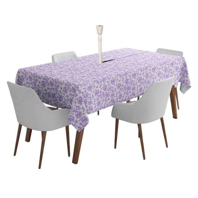 Vargottam Indoor/OutdoorTablecloth58x102 Inch RectangleTablecloth with Umbrella Hole and Zip- Waterproof PatioTableCloths- TableCovers for Backyard RectangularTable- Dusty Purple2