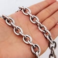 thumbnail image 2 of QQTDFG Huge 8/11/13/15mm Stainless Steel Rolo Oval Link Mens Chain Necklace or Bracelet-Silver-13mm-10.5inch bracelet, 2 of 9