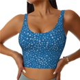 thumbnail image 2 of Haiem Blue Star Print Pattern Womens Sports Bra - U Neck Padded Low Impact Yoga Bra Workout Crop Top Gym Moisture-Wicking Workout Vest -Medium, 2 of 9
