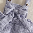 thumbnail image 5 of YDFCWXW Newborn Infant Girls Clothes Set Ruffle Top Plaid Overall Dress with Bow Headband 0-18M (Blue, 6-9 Months), 5 of 9