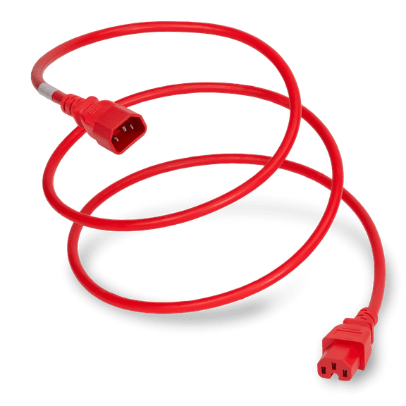 World Cord Sets 7 Foot IEC 60320 C14 to C15 High Temperature Equipment 15 Amp Power Cable (Red)