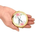 thumbnail image 3 of Koyal Wholesale Compact Mirror Bridesmaid's Wedding Gift, Gold, Monogram Letter K, Peach and Pink Roses, 1-Pack, 3 of 5