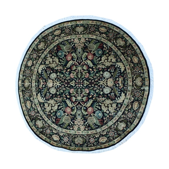 Wali Nagi Black/Beige Round Rug, 5'10" x 6'0"