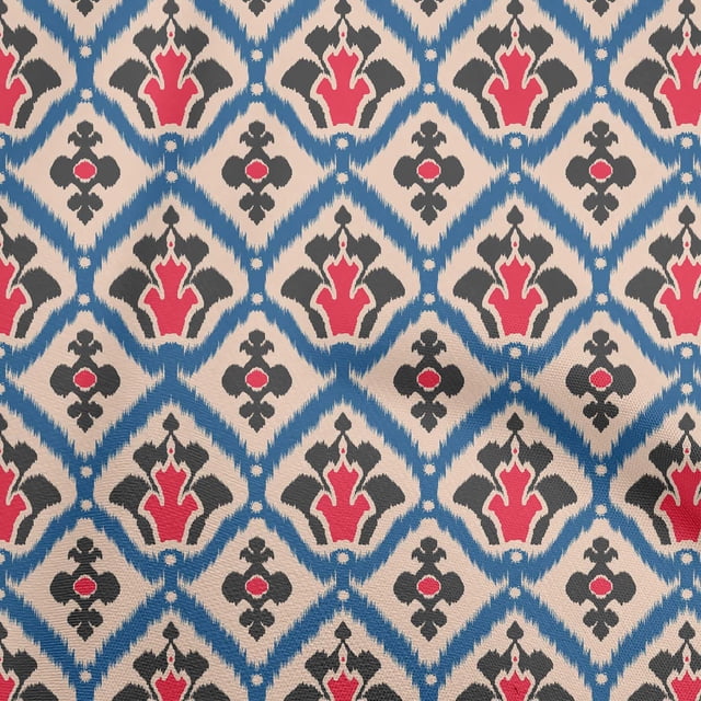 oneOone Viscose Chiffon Teal Blue Fabric Asian Ikat Sewing Craft Projects Fabric Prints By Yard 42 Inch Wide