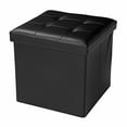 thumbnail image 2 of Square 15'' Storage Ottoman, Folding Faux Leather Ottoman Footrest Foot Stool, Collapsible Sofa Ottoman Bench Toy Chest for Home Living Room Bedroom, 15x15x15in, Black/Brown/ Beige, 2 of 8