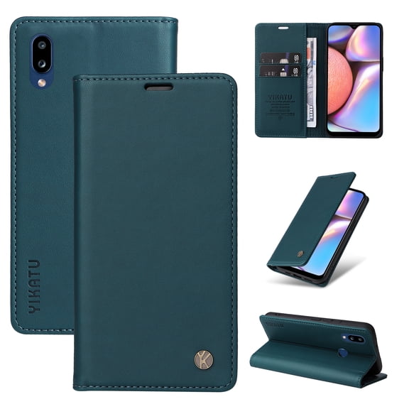 Wallet Case for Samsung Galaxy A10s, Kickstand and 2 Card Slots, Shockproof and Scratch Resistant, Blue