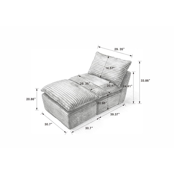 Modern corduroy cloud sofa, can be freely combined and has a comfortable sitting experience, suitable for modern living room furniture in homes, apartments, and offices