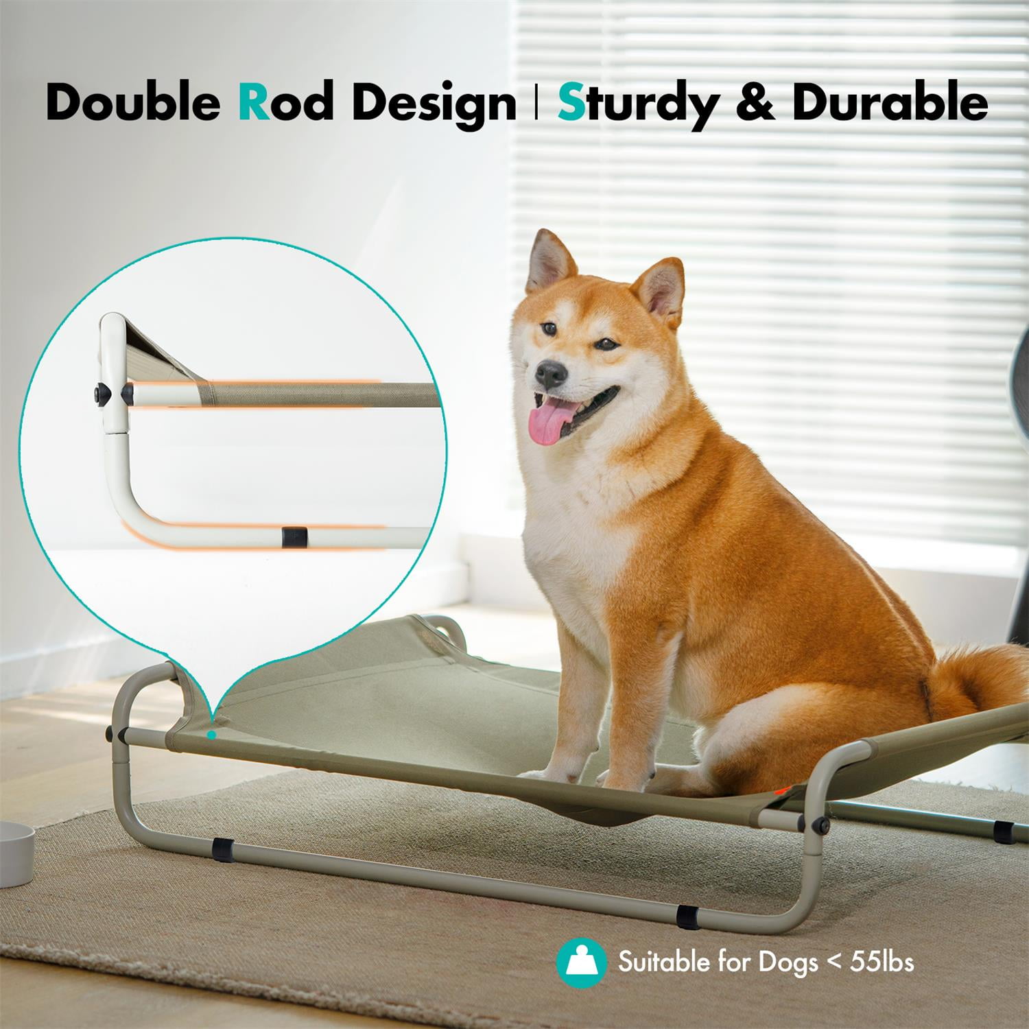 Pefilos 35" Basics Cooling Elevated Dog Bed with Metal Frame, Outdoor The Original Pet Bed, Green Pefilos 35" Basics Cooling Elevated Dog Bed with Metal Frame, Outdoor The Original Pet Bed, Green