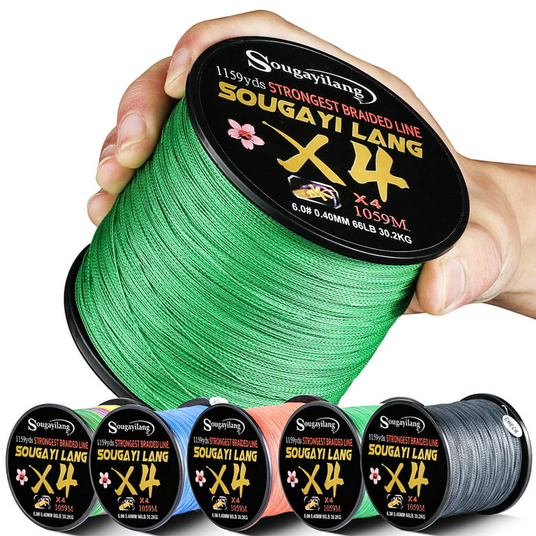 Sougayilang 4 Strands Braided Fishing Lines 1059M 5 Color Max Drag 66LB  Abrasion Resistant Line Incredible Zero Stretch