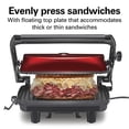 thumbnail image 4 of Hamilton Beach Sandwichera, Prensa para Panini, para Cualquier Espesor de Sándwich, Parrillas Antiadherentes de 25.4 x 20.32 Centímetros, Roja (25462Z), 4 of 5