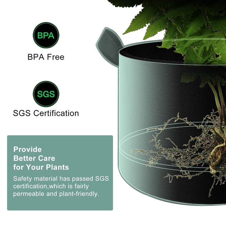 Tripumer 4-Pack 3 Gallon Grow Bags, Black photo 6