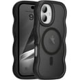 thumbnail image 1 of kmek7-Magnetic for iPhone 16 Plus Case, Cute Cover Compatible with MagSafe, 2025 Clear Wave Design Wavy Frame Matte Phone Case - Black, 1 of 4