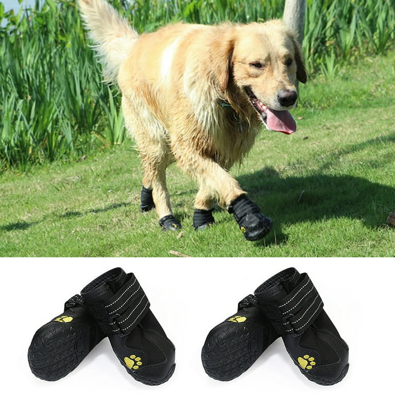 Dog Shoes Boots Waterproof Shoes for Dogs with Reflective Strap Rugged Slip Sole Pet Paw Protectors 4 PCS