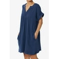 thumbnail image 3 of Robe Mini Babydoll en Gaze de Coton à Manches Courtes Col en V Décontractée pour Femmes, 3 of 7