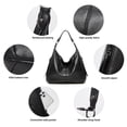 thumbnail image 4 of Faraee Hobos Bags for Women Soft Leather Shoulder Handbag Slouchy Tote Purses Stylish Crescent Casual Work Top Handle Satchel Black, 4 of 7