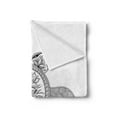 thumbnail image 2 of Turtle Soft Flannel Fleece Throw Blanket, Turtle Design Tattoo Style Doodles Floral Ornaments, Cozy Plush for Indoor and Outdoor Use, 50" x 60", White Black, by Ambesonne, 2 of 5