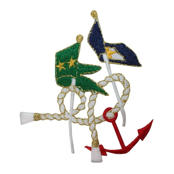 ID 2662 Nautical Craft Patch Anchor Flag Marine Embroidered Iron On Applique