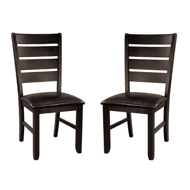Contemporary Dark Oak Finish Wooden Side Chairs 4pc Set Solid Clean Lines Back Design Furniture
