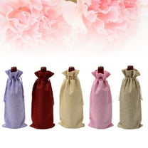 GOOHOCHY Assorted Color Burlap Wine Bottle Bags with Drawstring EcoFriendly Reusable Gift Pouches for Wine 5 Pcs