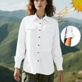 thumbnail image 4 of ABATAB Women's UPF 50+ Long Sleeve UV Sun Protection Shirts with Chest Pockets Outdoor Fishing Hiking Athletic Button down T-Shirts(X-Large,White), 4 of 6