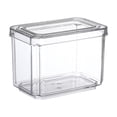 thumbnail image 2 of Rectangular stackable plastic food storage container with lid reusable meal prep box pantry fridge freezer organizer, 2 of 3