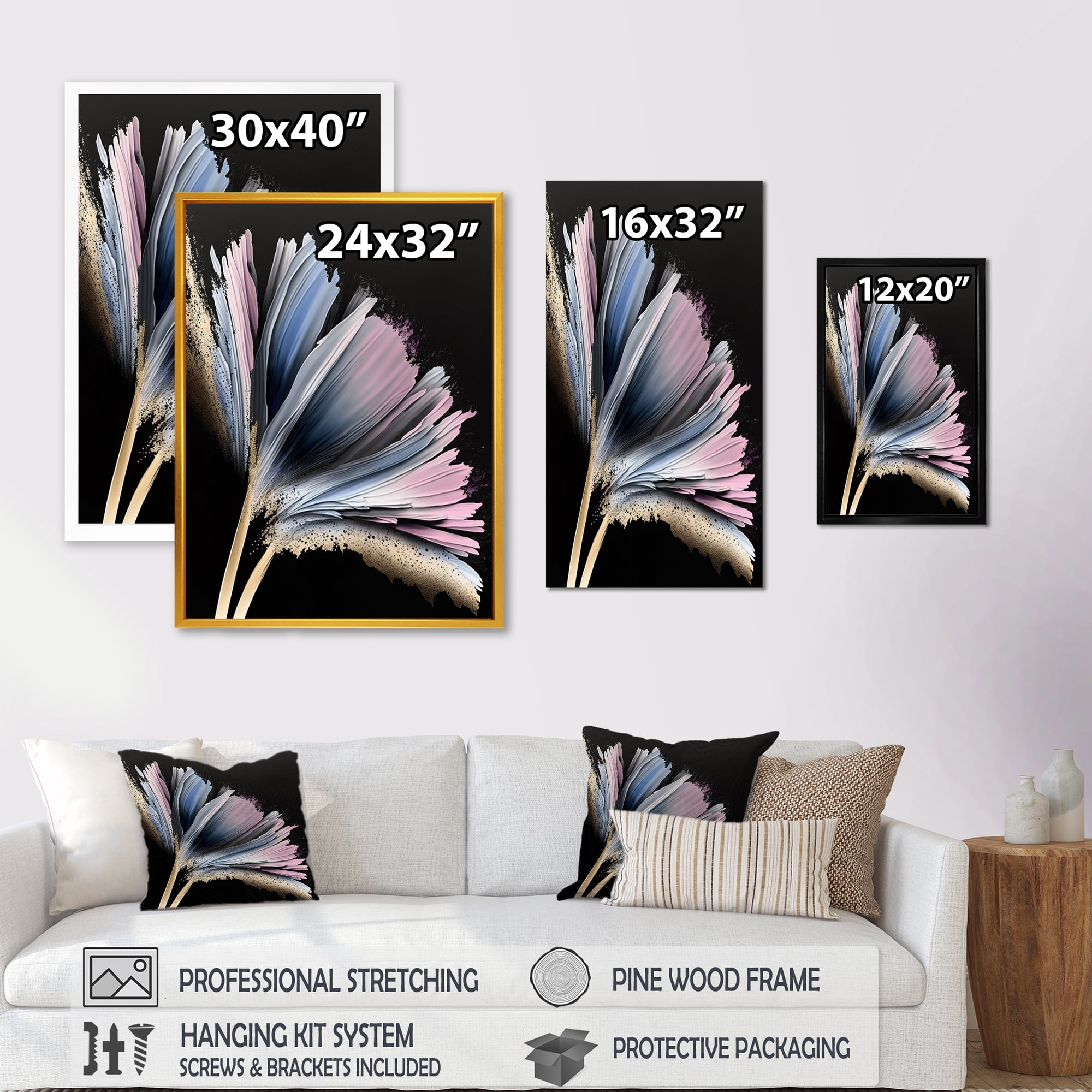 Designart Gerbera Hyperrealistic Flowers IV Canvas Wall Art