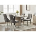 thumbnail image 6 of Set of 2 Upholstered Dining Chairs Gray Channel Tufted High Back Accent Kitchen Chairs Stainless Steel Legs Comfy Fabric Velvet Dining Room Chairs for Breakfast Nook Modern Home Furniture, 6 of 20