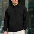 thumbnail image 2 of VSSSJ Men's Knit Golf Shirts Loose Long Sleeve Button Up Pullover Sweater Lightweight Fashion Textured Casual Collared Tops Black L, 2 of 9