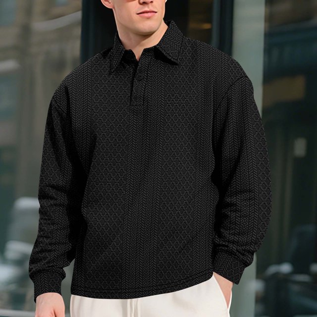 pstuiky Camisas de manga larga de invierno para hombre, Blusa/camiseta informal de manga larga con cuello vuelto de color liso para hombre salir tops l