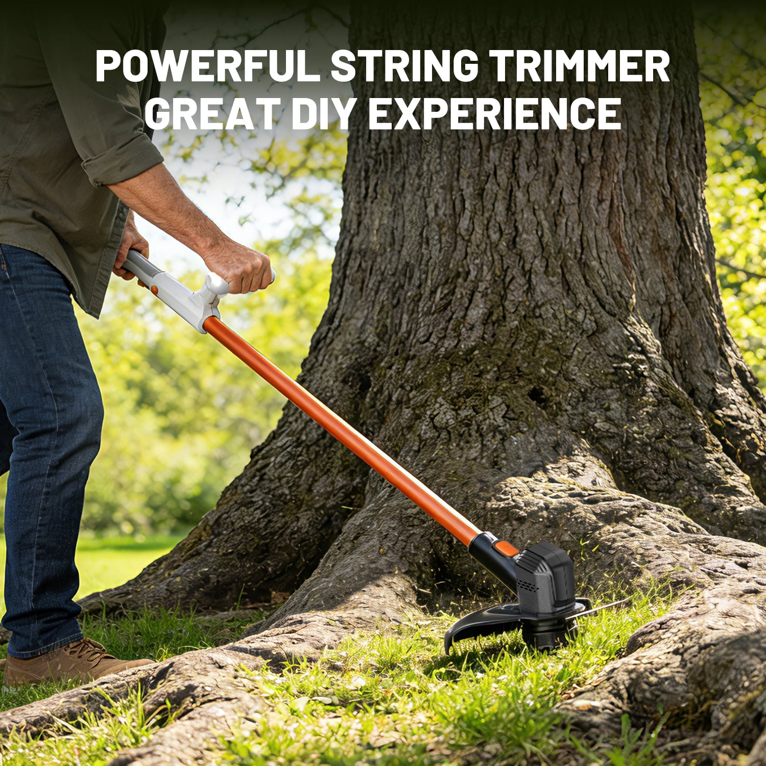Litheli 20V 12" Cordless String Trimmer, Battery Powered Grass Trimmer & Wheeled Edger, with 2.0Ah Battery, for Garden, Yard and Farm
