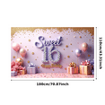 thumbnail image 3 of Flower Design Sweet 16 Banner Glittery Number Birthday Banner Happy Birthday for Teen Celebration Indoor Decor Festive Party, 3 of 7