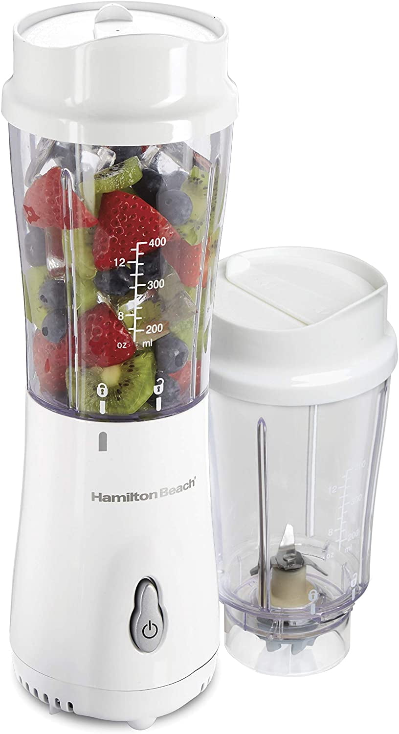  Hamilton Beach Portable Blender for Shakes and Smoothies with  14 Oz BPA Free Travel Cup and Lid, Durable Stainless Steel Blades for  Powerful Blending Performance, White ( 51101V): Electric Countertop Blenders 