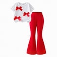 thumbnail image 4 of HCNTES Girls Clothes Summer Short Sleeve Print Shirt Flared Pants 2PCS Set Little Girl Outfits Size 2-7 Years Girls 4T 5T 6T School Outfits Set(D01-Red,4-5 Years), 4 of 4