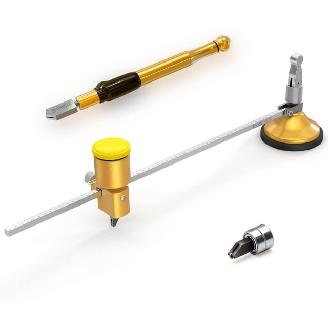 B BLOOMOAK Cortavidrios Circular de Alta Resistencia con Mango de Perilla Redonda y Ventosa, Juego de Herramientas Ajustable con Disco de Diamante 24" con Hoja Extra (60 cm)