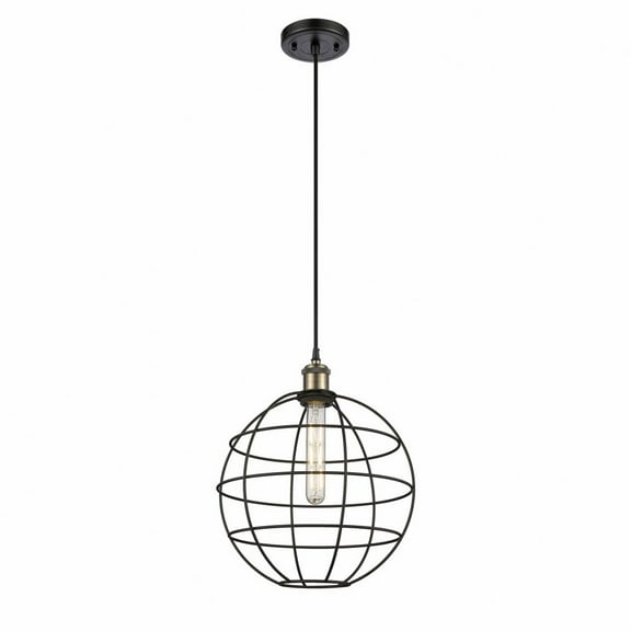 Innovations Lighting Ballston Lake Placid - 1 Light 12" Cord Hung Pendant Black Antique Brass