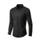 thumbnail image 3 of Camisa blanca de manga larga para hombre, camisa informal de negocios de Color sólido a la moda de estilo coreano, efecto adelgazante negro para hombre, 3 of 5