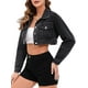 thumbnail image 2 of Chaqueta Vaquera Corta Informal de Larga con Solapa para Mujer Negro S, 2 of 9