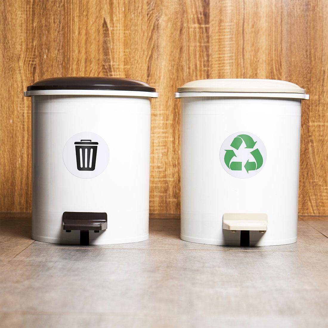 Unique Bargains Recycle Trash Sticker Bin Labels Self-Adhesive Garbage Sign Decals White