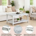 thumbnail image 5 of Alaterre Furniture Country Cottage 42" Rustic Rectangular Coffee Table, Solid Wood Living Room Furniture, White Antique Finish, 5 of 14