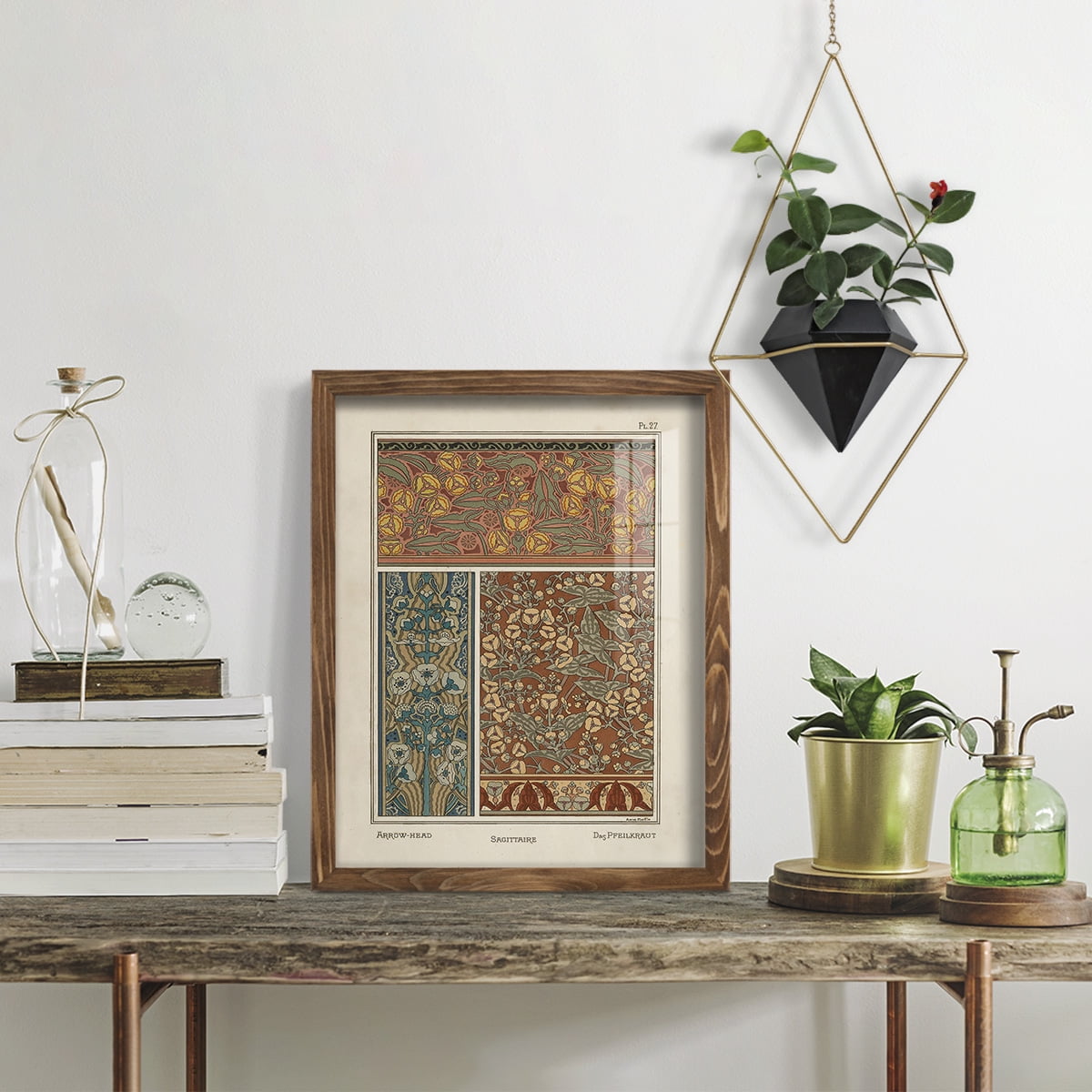 Nouveau Decorative II - Framed Print w/glass - Walnut