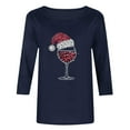 thumbnail image 5 of yoeyez Christmas Shirt Women Dressy 3/4 Length Sleeve Tops Red Wine Glass Printed T-Shirts Funny Crewneck Graphic Holiday Tops Pullover, 5 of 5