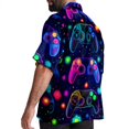 thumbnail image 3 of Game Controller Men's Casual Printed Button Down Short Sleeve Poplin Hawaiian Beach Shirt with Spread Collar Tops, 3 of 6