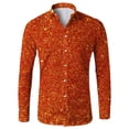 thumbnail image 3 of Carnival Must Have! Men's Shiny Printed Lapel Button Up Long Sleeve Shirt Fashion Party Wear Bright Design Comfortable Fabric Suitable For Festive Celebrations, 3 of 4