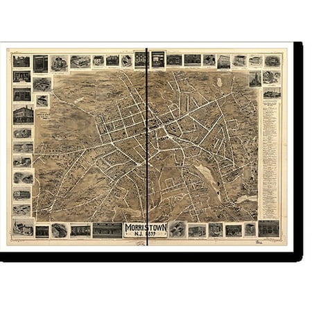 Historic Print, NJ Morristown 1899 MAP, 16" x 20"