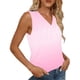 thumbnail image 4 of Mujeres sin mangas Tops de verano gradiente color fuera de posición impresión V-cuello blusa casual Mujeres V-cuello de verano Tops, 4 of 8
