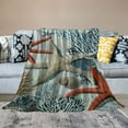 thumbnail image 2 of Shiartex  Abstract Nautical Coastal Throw Blanket,Watercolor Beach Ocean Theme Starfish Seashell Coral Lightweight Soft Blanket for Sofas,Couches,Beds,Camping,Travel White, 2 of 6