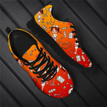 

Female Casual Shoes Cute Nurse Woman Sneakers Premium Sketch Physio Pattern Flat Shoes Women Spring Ladies Sport Jogging Shoe