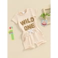 thumbnail image 3 of Bslissey Toddler Baby Boys Casual Shorts Sets 6M 12M 18M 24M 3T Short Sleeve Letter Embroidery T-shirt with Elastic Waist Shorts 2Pcs Infant Summer Daily Outfits, 3 of 9